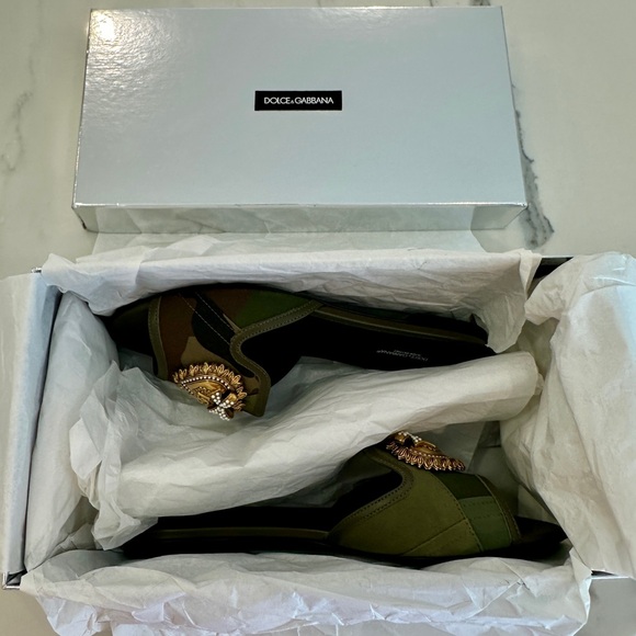 Dolce & Gabbana Embellished Camo Print Slide Sandals - Picture 6 of 7